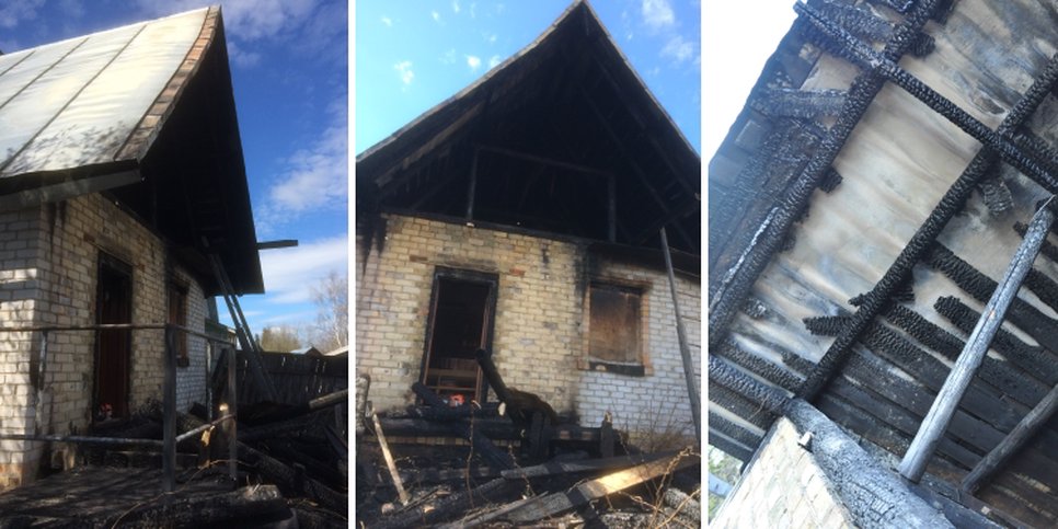 Foto: ataque incendiario contra el edificio de los testigos de Jehová en Zheshart (Komi), mayo de 2017
