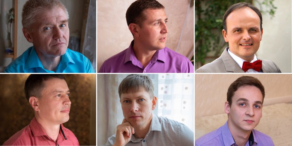 照片中从左到右从上到下：谢尔盖·洛古诺夫、阿列克谢·马特维耶夫、弗拉基米尔·科赫涅夫、尼古拉·朱金、帕维尔·列孔采夫、弗拉迪斯拉夫·科尔巴诺夫

