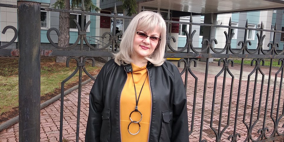 Yulia Kaganovich el día de la apelación, Birobidzhan, 13 de mayo de 2021
