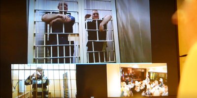 Believers from Astrakhan during one of the court hearings held via video conferencing (2022)