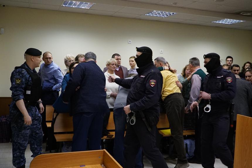 Defendants in the case of Tchaikovsky and others in Moscow are taken into custody after the verdict is announced