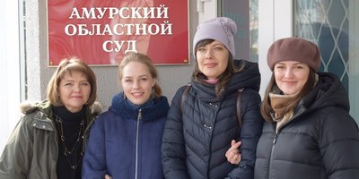 De izquierda a derecha: Valentina Ermilova, Maria Myasnikova, Ekaterina Olshevskaya y Kristina Golik el día del llamamiento