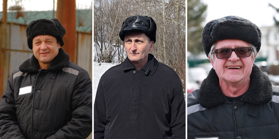 Artur Putintsev, Vladimir Melnik y Vladimir Piskarev el día de su liberación, el 9 de abril de 2025